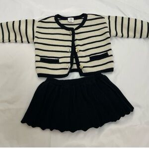 GAP Baby Black and White Striped Cardigan